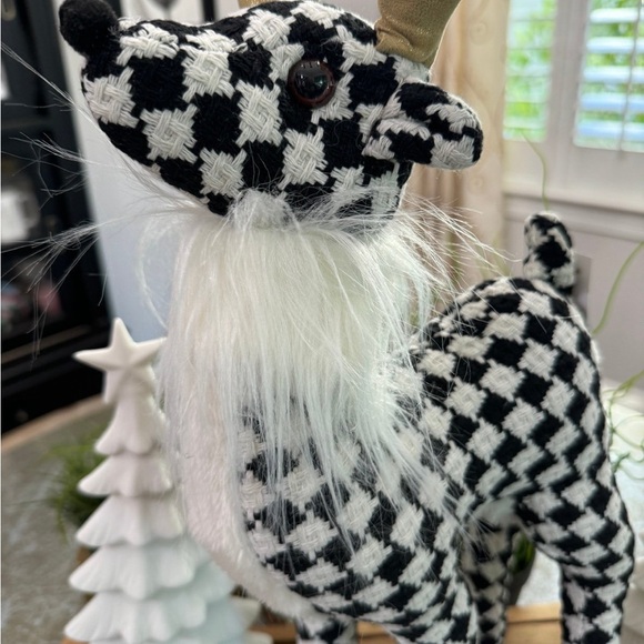 34TH & PINE BLK/WHITE HOUNDSTOOTH CHRISTMAS REINDEER NEW - Picture 5 of 10